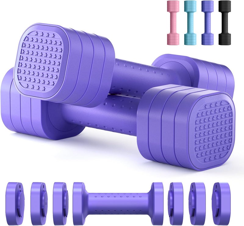 Zempox Adjustable Dumbbell Set of 2, 4 in 1 Free Weights Dumbbells Set for Women, Hand Weights for Women at Home, Each 2lb 3lb 4lb 5lb with TPU Soft Rubber Handle for Home Gym Exercise Training - Image 1